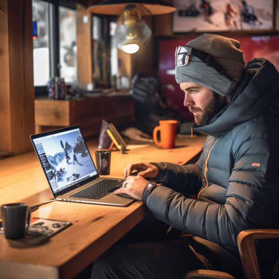 Un skieur qui fait un coaching online privé avec la Labo du skieur