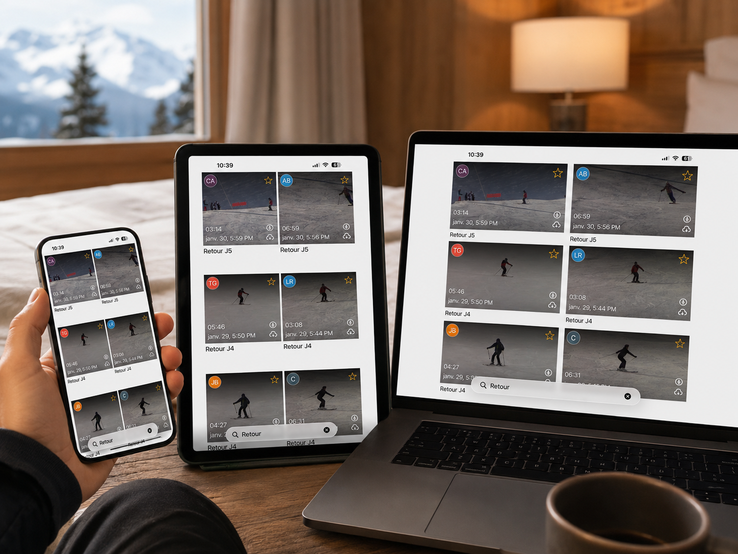 Archives des analyses vidéo du stage consultables sur téléphone, tablette et ordinateur